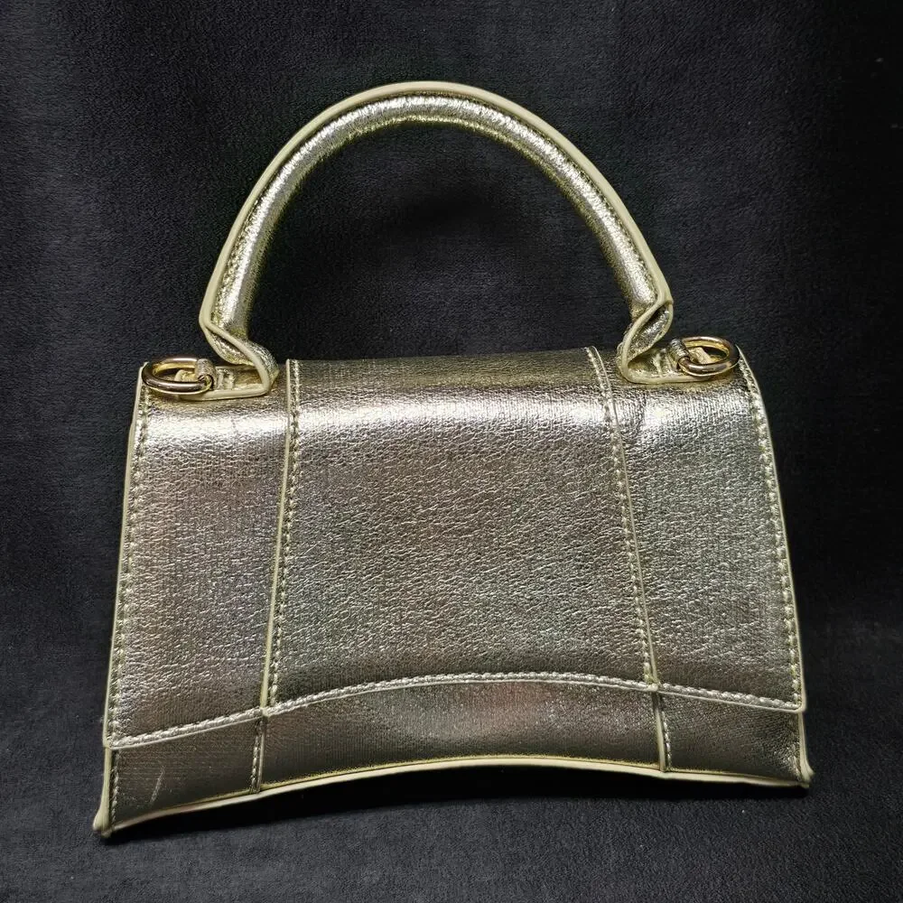 Gold Faux Leather Crossbody & Hand Held Purse Multi Wear Clutch